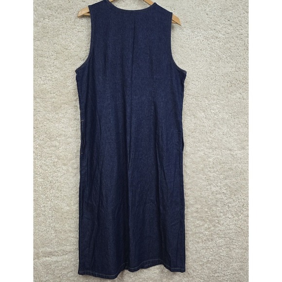 Vtg White Stag Dress Large Blue Denim Embroidered Pocket Western Modest Timeless - Picture 5 of 10